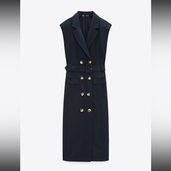 Zara Dresses & Skirts - ZARA PINSTRIPE TRENCH DRESS SIZE S
